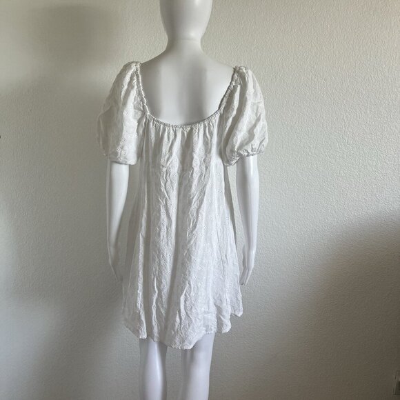Beautiful Nomad Large White Cottagecore Coquette Puff Sleeve Eyelet Mini Dress - Picture 2 of 10
